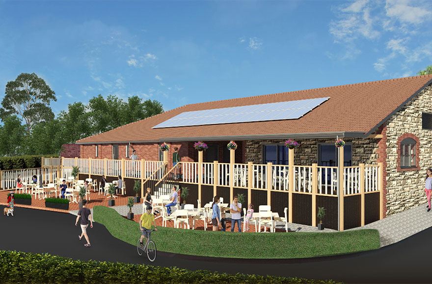 Artist's impression of the main building and cafe at Bingham Grange Bridport