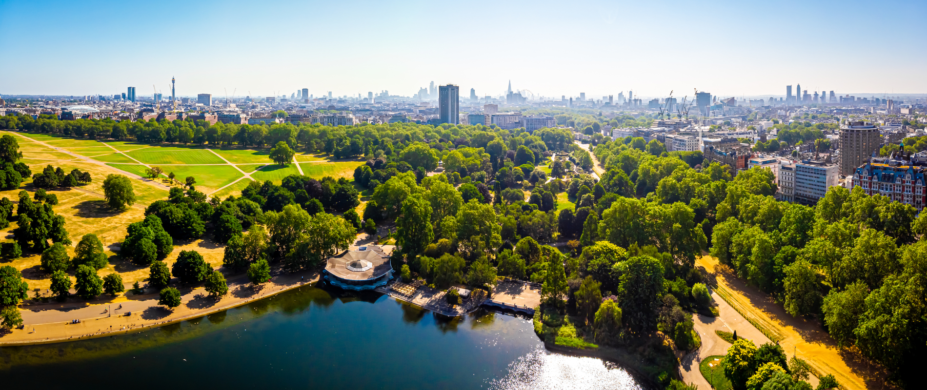 Aerial view of Hyde Park, London
